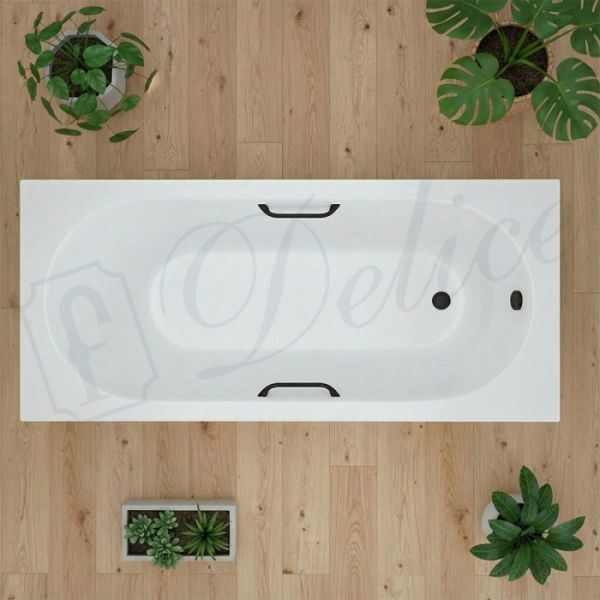 Ванна из литьевого мрамора Delice Bravo DLR330038RB-G 180x75 глянцевая с чёрными ручками
