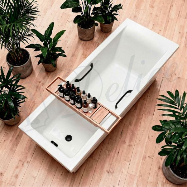 Ванна из литьевого мрамора Delice Diapason DLR330009RB-G 180x80 глянцевая с чёрными ручками