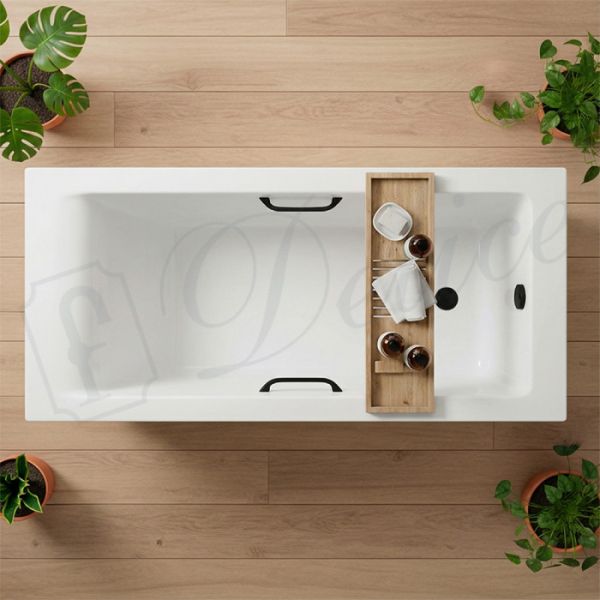 Ванна из литьевого мрамора Delice Diapason DLR330007RB-G 170x80 глянцевая с чёрными ручками