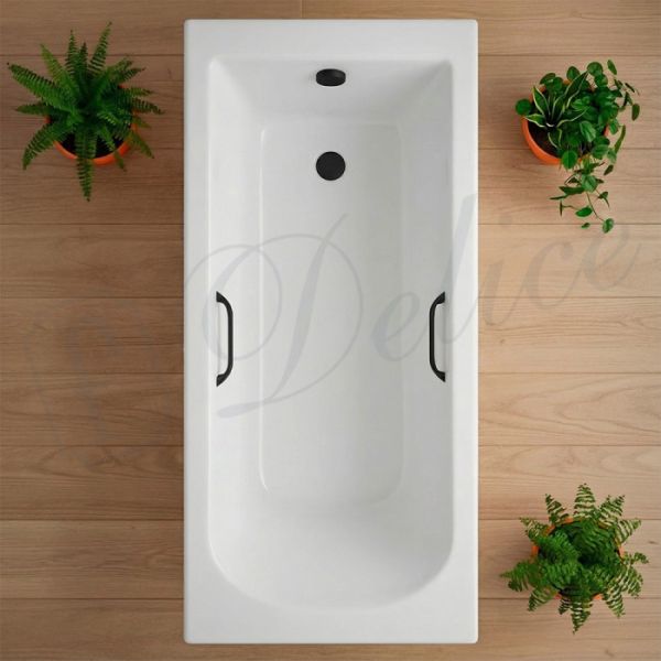 Ванна из литьевого мрамора Delice Scandi DLR330031RB-G 180x80 глянцевая с чёрными ручками