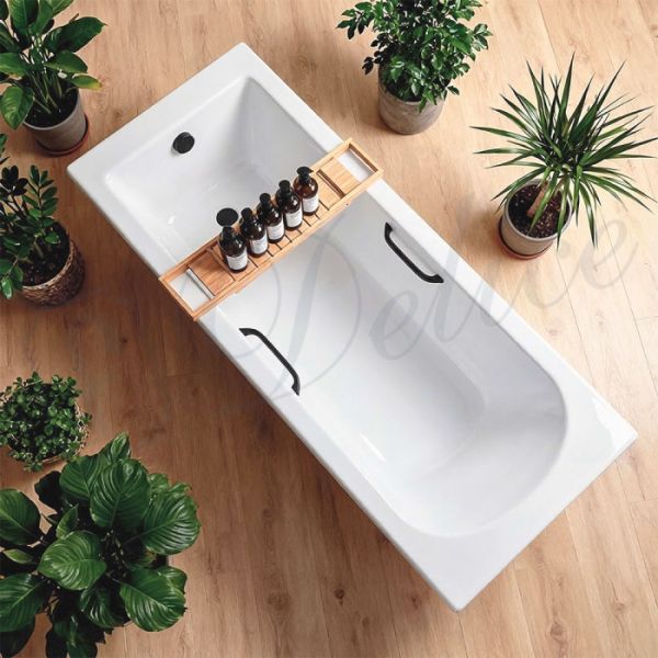 Ванна из литьевого мрамора Delice Scandi DLR330032RB-G 190x80 глянцевая с чёрными ручками