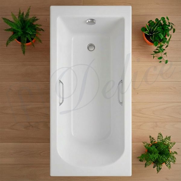 Ванна из литьевого мрамора Delice Scandi DLR330037R-G 165x70 глянцевая с ручками хром