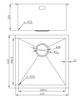 Мойка для кухни Milacio Denia 44 Steel MC.77439 воронёная сталь