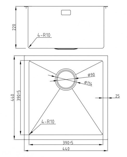 Мойка для кухни Milacio Denia 44 Steel MC.77439 воронёная сталь