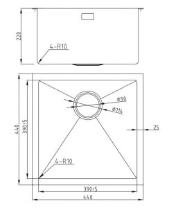 Мойка для кухни Milacio Denia 44 Steel MC.77430 нержавеющая сталь