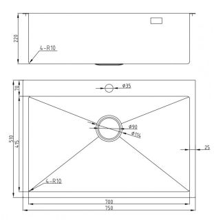 Мойка для кухни Milacio Denia 75 Steel MC.77509 воронёная сталь