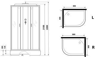 Душевая кабина Niagara NG-33984-14R 90x80см серебро/матовое