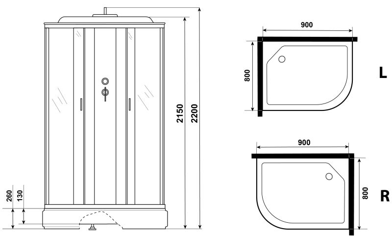 Душевая кабина Niagara NG-33984-14R 90x80см серебро/матовое