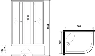 Душевая кабина Niagara Eco E90/70/40L/TN/BK 90x70 см без крыши профиль хром стекло тонированное