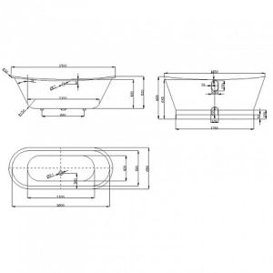 Чугунная ванна Aquanet Sharking SW-1002A 170x68 с глянцевой панелью