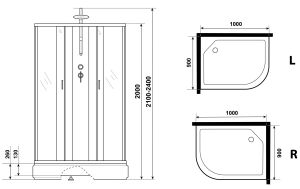 Душевая кабина Niagara NG-33094-14RBKTG с гидромассажем 100x90см серебро/матовое