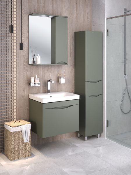 Тумба под раковину Runo подвесная цемент (под умывальник Moduo 60 ) Афина 60 (00-00001205)