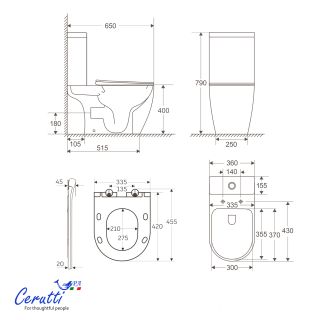 Унитаз напольный Ceruttispa ТАДДЕО (TADDEO) Tornado CT12035 безободковый