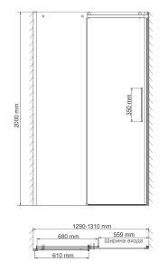 Душевая дверь Wasserkraft Dinkel 58R30 130x200 см