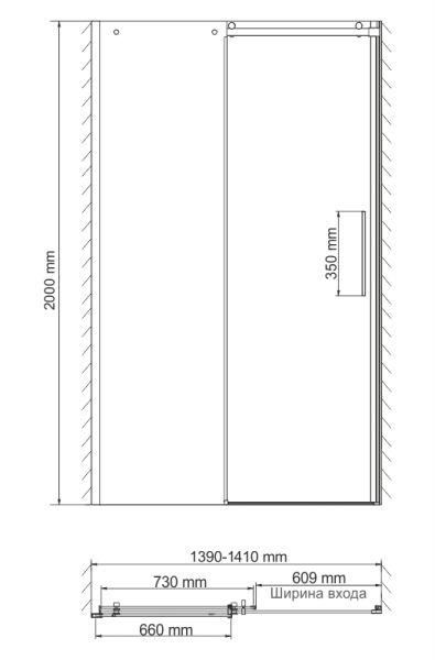 Душевая дверь Wasserkraft Dinkel 58R31 140x200 см