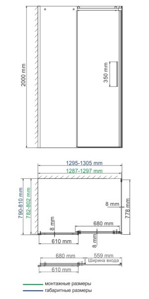 Душевой уголок Wasserkraft Dinkel 58R32 130x80