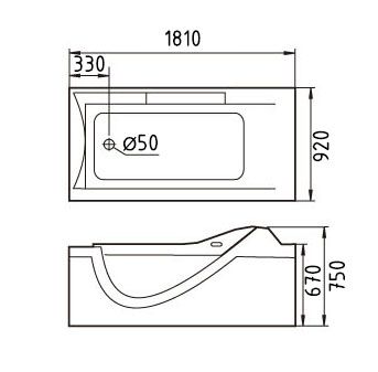 Акриловая ванна Gemy G9055 K L 181x92x75