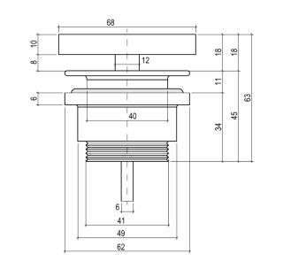 Донный клапан для раковины Salini S-Sense 16721RG D 602 RAL Донный клапан для раковины Salini S-Sense 16721RG D 602 RAL