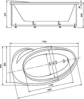 Ванна акриловая Azario Paolina AV.0072170 левая 170x97 см белый