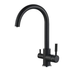 Смеситель для кухни Aquanika Comfort AQC06BL с поворотным изливом и подключением к фильтру графит