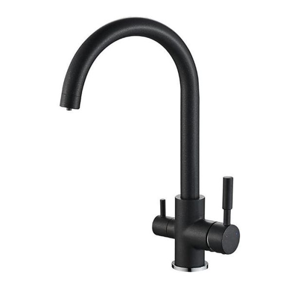 Смеситель для кухни Aquanika Comfort AQC06BL с поворотным изливом и подключением к фильтру графит
