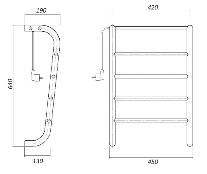 Полотенцесушитель электрический Domoterm Болеро DMT 109-P6 45x66 EK R хром