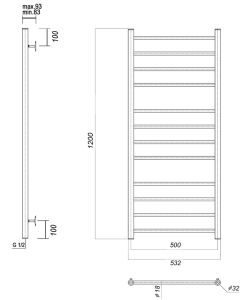 Полотенцесушитель водяной Domoterm Медея П12 500x1200 (4-4-4) хром