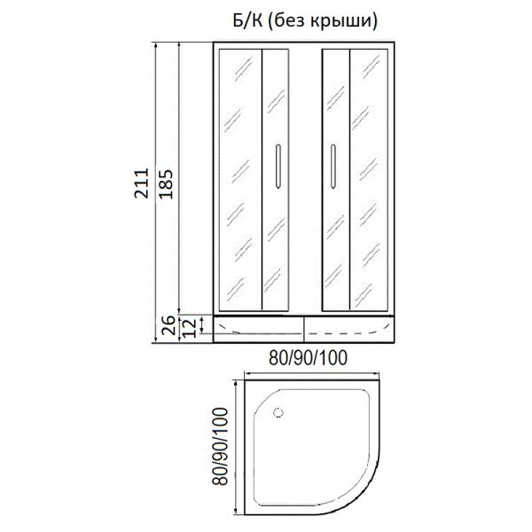 Душевой угол RIVER DON XL 100/26 МТ без поддона Душевой угол RIVER DON XL 100/26 МТ без поддона