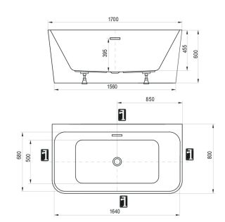 Ванна акриловая Ravak Freedom D XC00D00041 170x80 см белый