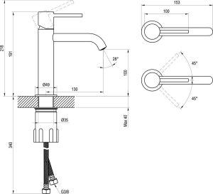 Смеситель для раковины Ravak Espirit X070236 ES 012.10WV