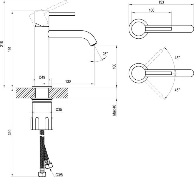 Смеситель для раковины Ravak Espirit X070236 ES 012.10WV