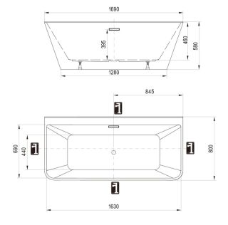 Ванна акриловая Ravak Freedom D XC00D00020 169x80 см белый