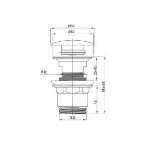 Донный клапан Vincea DPU-1B01CH с переливом хром