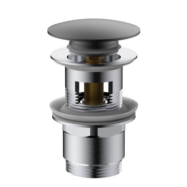 Донный клапан Vincea DPU-1B01GM клик-клак G1 1/4, с переливом, вороненая сталь