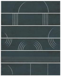 Панно Kerama Marazzi KMP3STA008RN6X Мажорель зелёный тёмный глянцевый (из 6 частей 6x28.5) 36x28.5x1