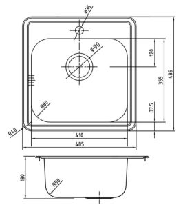 Кухонная мойка IDDIS Strit STR48P0i77S с сифоном 48см сталь