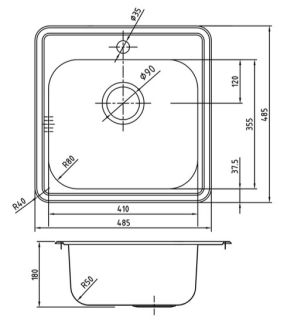 Кухонная мойка IDDIS Strit STR48P0i77S с сифоном 48см сталь Кухонная мойка IDDIS Strit STR48P0i77S с сифоном 48см сталь