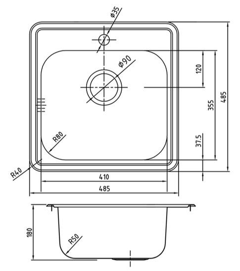 Кухонная мойка IDDIS Strit STR48P0i77S с сифоном 48см сталь