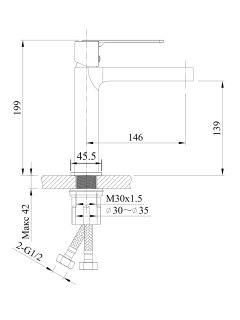 Смеситель для раковины ALTROBAGNO Юнион (Unione) 0136 MB матовый черный