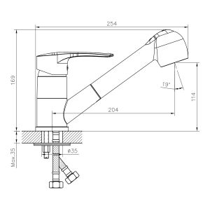 Смеситель для кухни Decoroom с выдвижным изливом хром DR70023