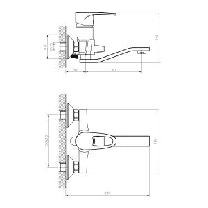 Смеситель для ванны Decoroom с ручным душем хром DR70044