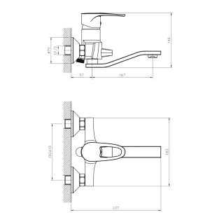 Смеситель для ванны Decoroom с ручным душем хром DR70044 Смеситель для ванны Decoroom с ручным душем хром DR70044