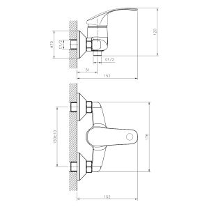 Смеситель для душа Decoroom с лейкой хром DR71055