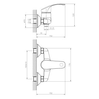 Смеситель для душа Decoroom с лейкой хром DR71055 Смеситель для душа Decoroom с лейкой хром DR71055