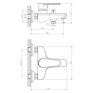 Смеситель для ванны Decoroom с ручным душем хром DR72036