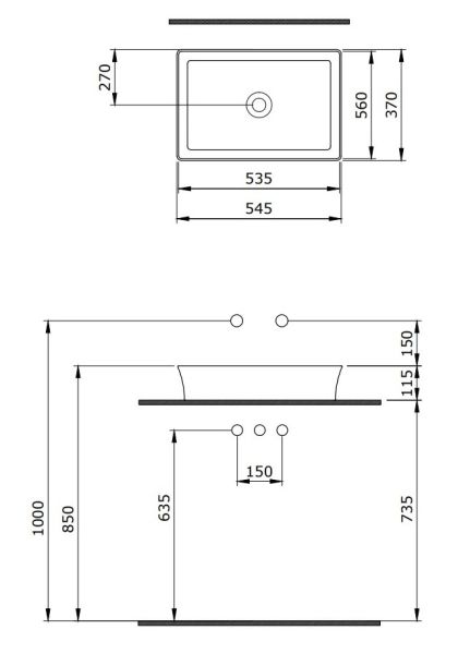 Раковина Berges EGO SL 181069 55см серый матовый
