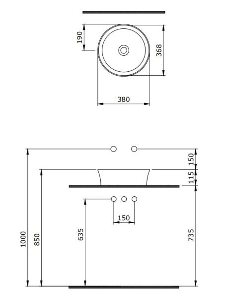 Раковина Berges EGO SL 181021 38см антрацит матовый