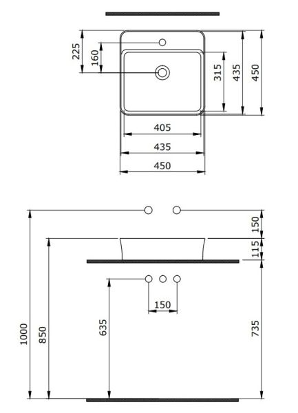 Раковина Berges EGO SL 182024 45см антрацит матовый
