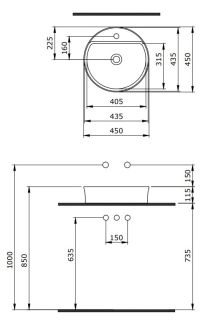 Раковина Berges Ego SL 182015 45см белый