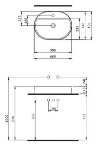 Раковина Berges Ego SL 182016 60см белый